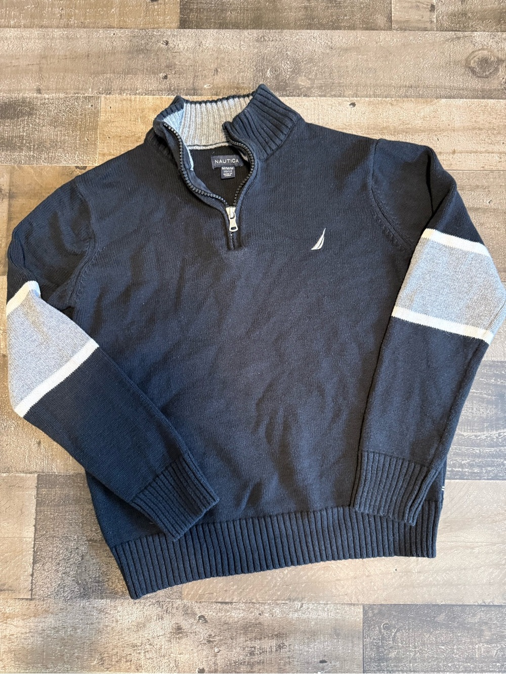 Nautica Kids Black Half-Zip Sweater with Gray Accents size Medium